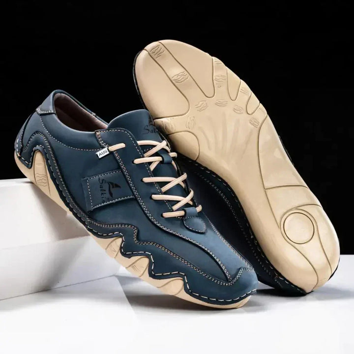 Matteo men's stylish leather loafers, featuring a durable enhanced grip sole for all-day comfort.