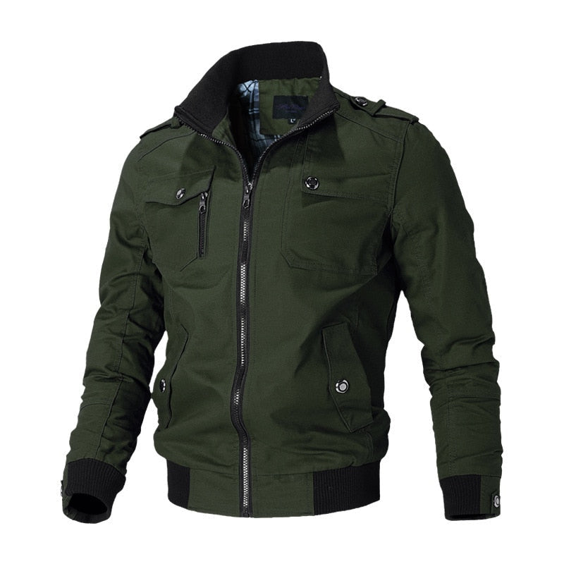 Lightweight men's bomber jacket, a stylish outerwear choice for spring & fall casual fashion.