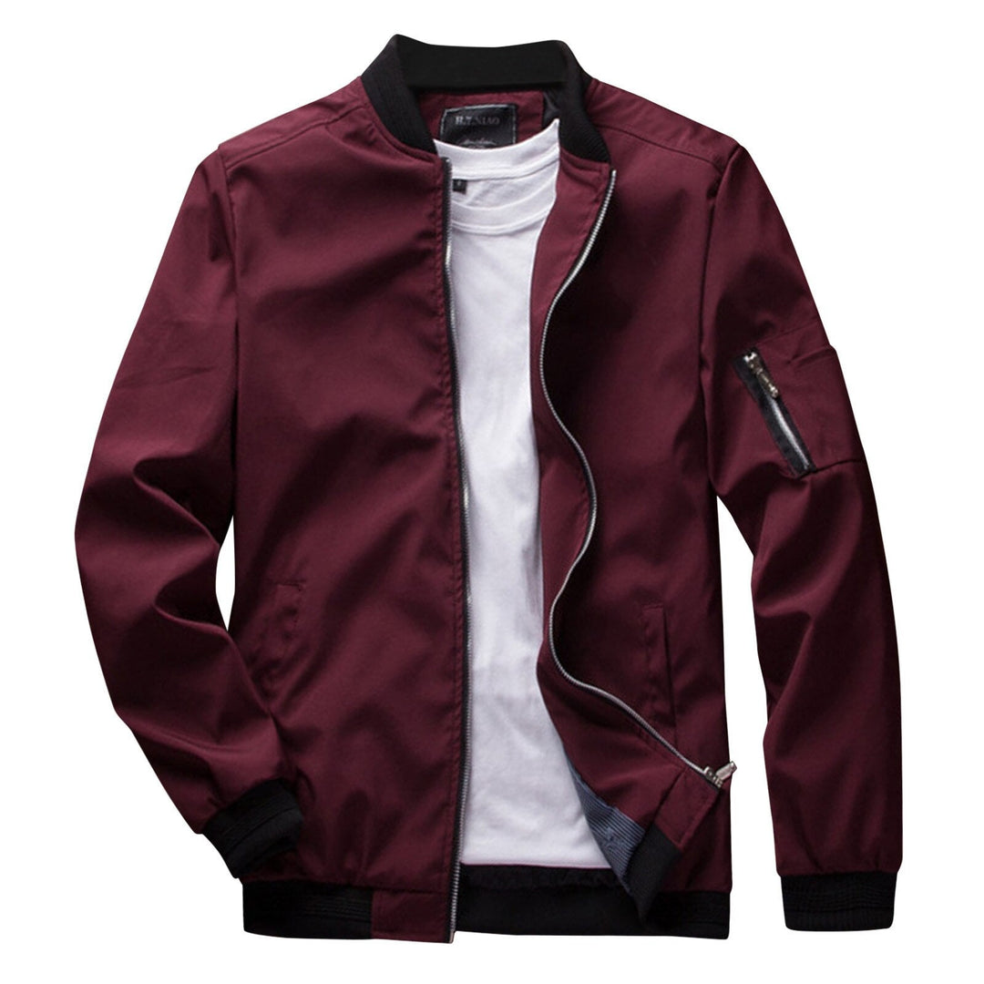 Modern men's short bomber jacket, lightweight with stand-collar, perfect for stylish summer layering.