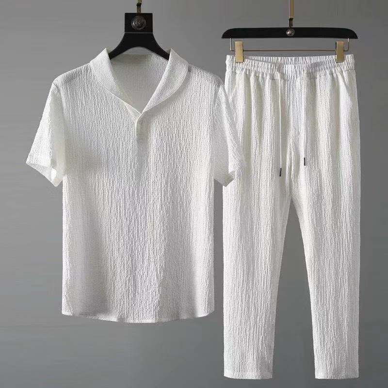 Men's stylish lightweight summer lounge set. Breathable two-piece for ultimate casual comfort.