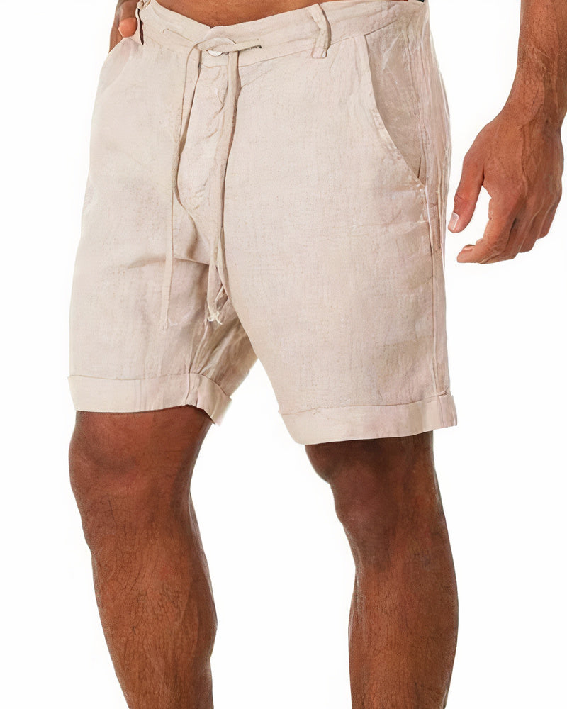 Men's stylish linen shorts in a relaxed fit, perfect for summer casual wear and beach comfort.