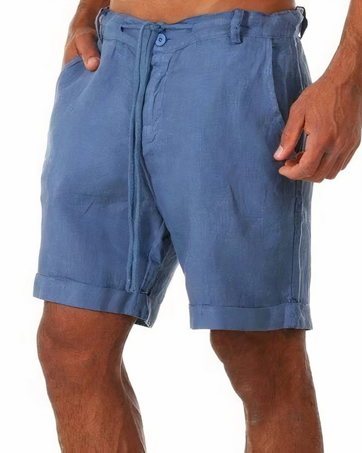 Men's Leo linen shorts, versatile for casual summer style, beach, or relaxed warm-weather comfort.