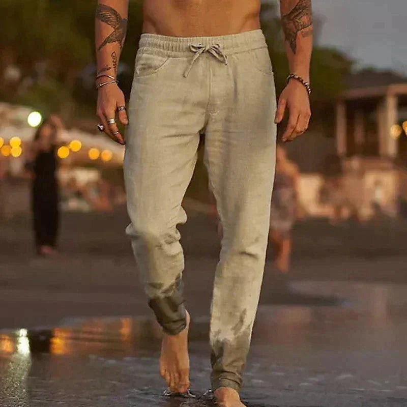 Men's stylish linen trousers, perfect for breathable summer casual wear.
