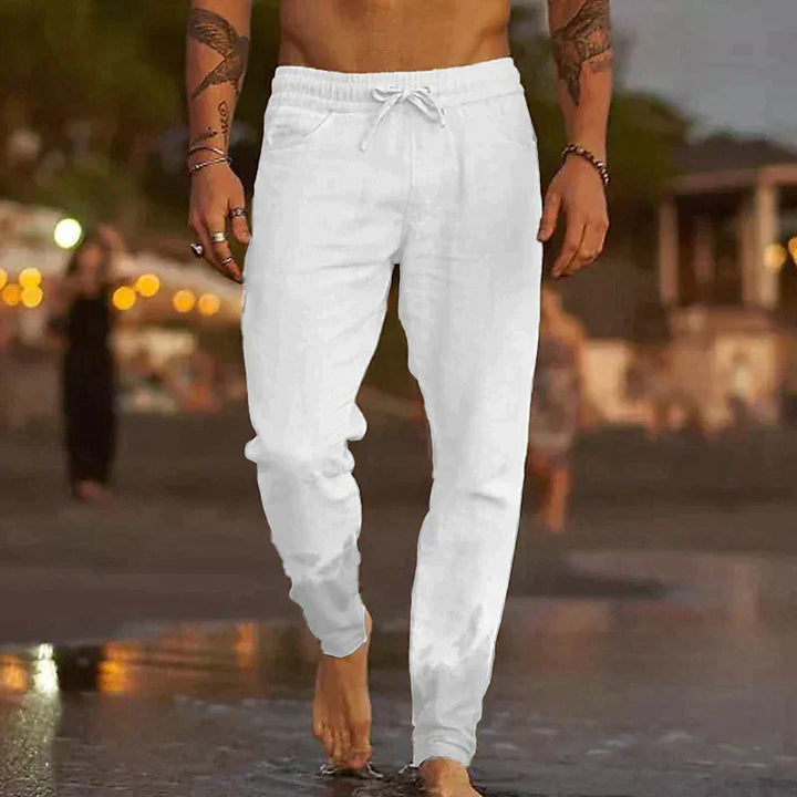 Versatile men's linen pants, great for casual comfort or a smart summer look.