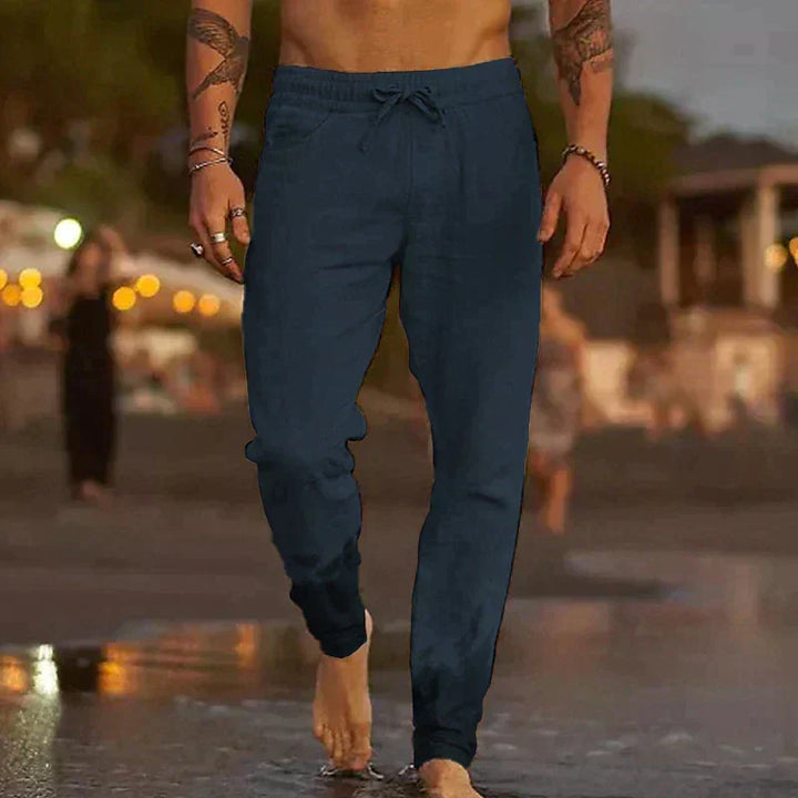 Theo men's stylish linen trousers, breathable and comfortable for summer days.