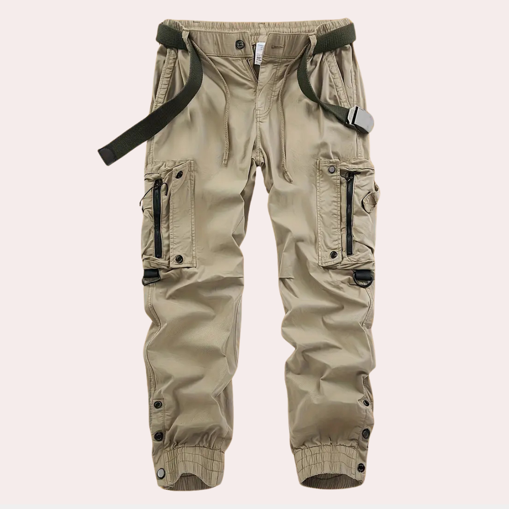 Men's stylish Logan cargo trousers for casual & active wear, durable polyester fabric with utility pockets.