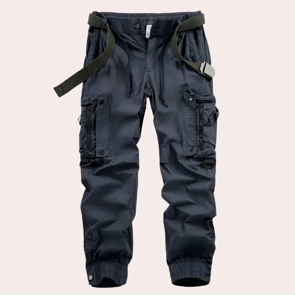 Versatile men's Logan cargo trousers, combining casual comfort with activewear durability & utility.