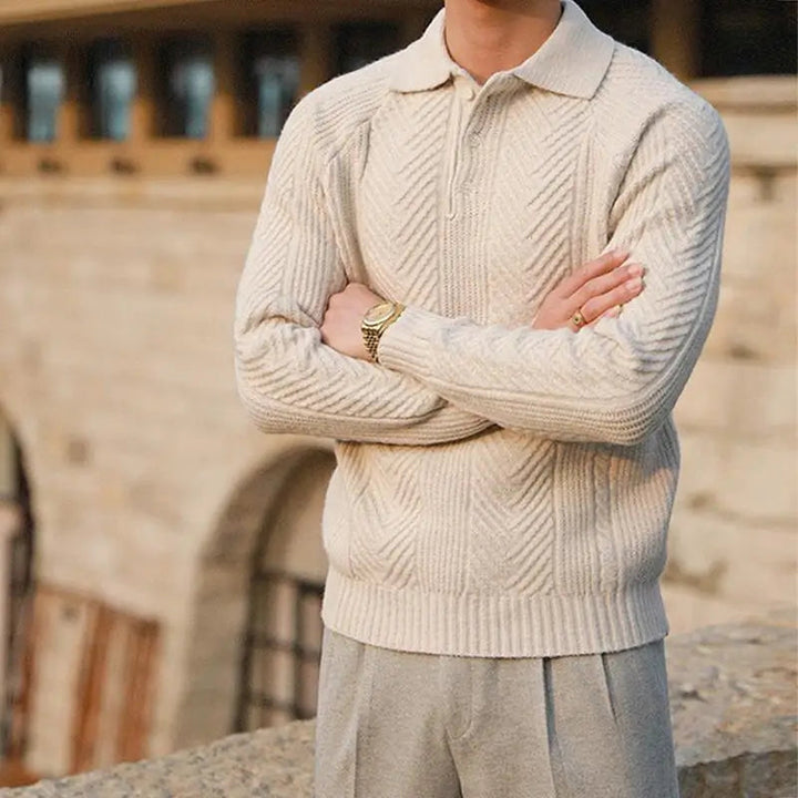 Men's stylish long sleeve polo for autumn, a modern take on the classic design, ensuring comfort and style.