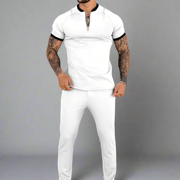 Men's long sleeve fashion shirt, stylish zipper accent, designed for comfortable everyday wear.