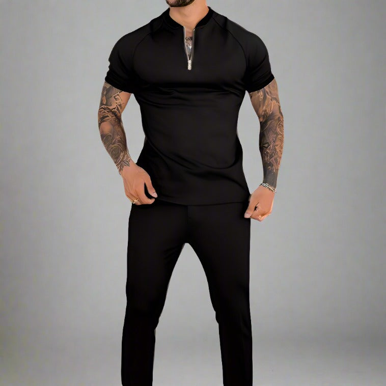 Men's stylish zipper accent long sleeve shirt, modern fit, ideal for casual men's fashion.