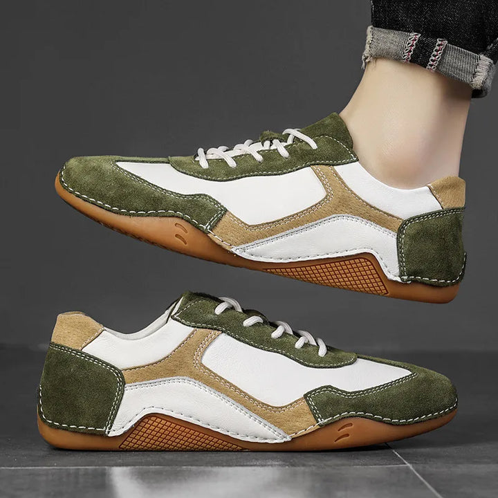 Men's stylish low-top sneakers, featuring a durable brown gum sole for everyday wear.