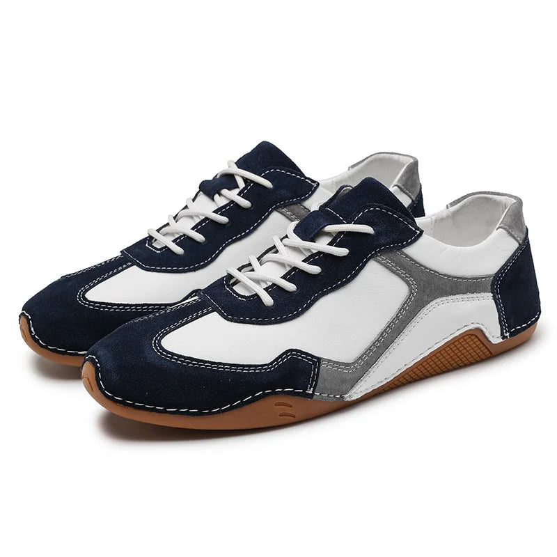 Modern men's casual low-top sneakers, with a flexible gum sole for ultimate comfort and style.