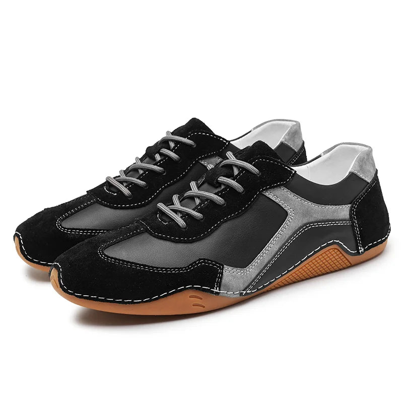 Fashionable men's low-top sneakers, a signature gum sole, great for contemporary street fashion.