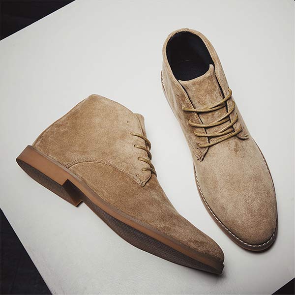 Stylish men's mid-high lace-up casual dress shoes, offering comfort & versatile elegance.
