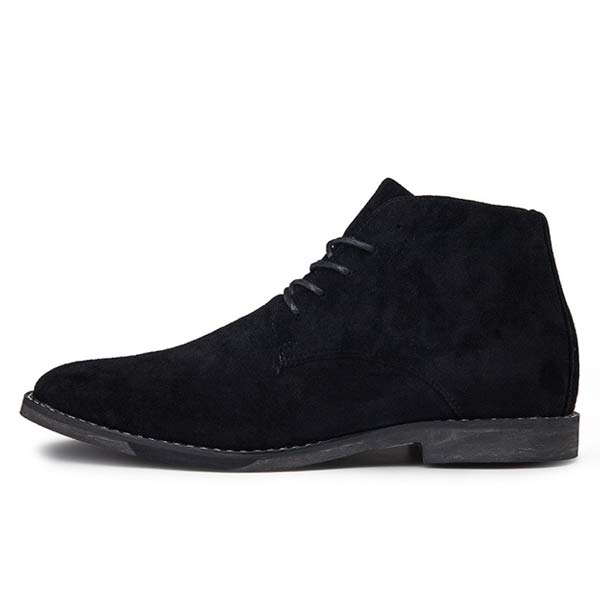 Front view of men's elegant mid-height lace-up shoes, showcasing quality laces & design.