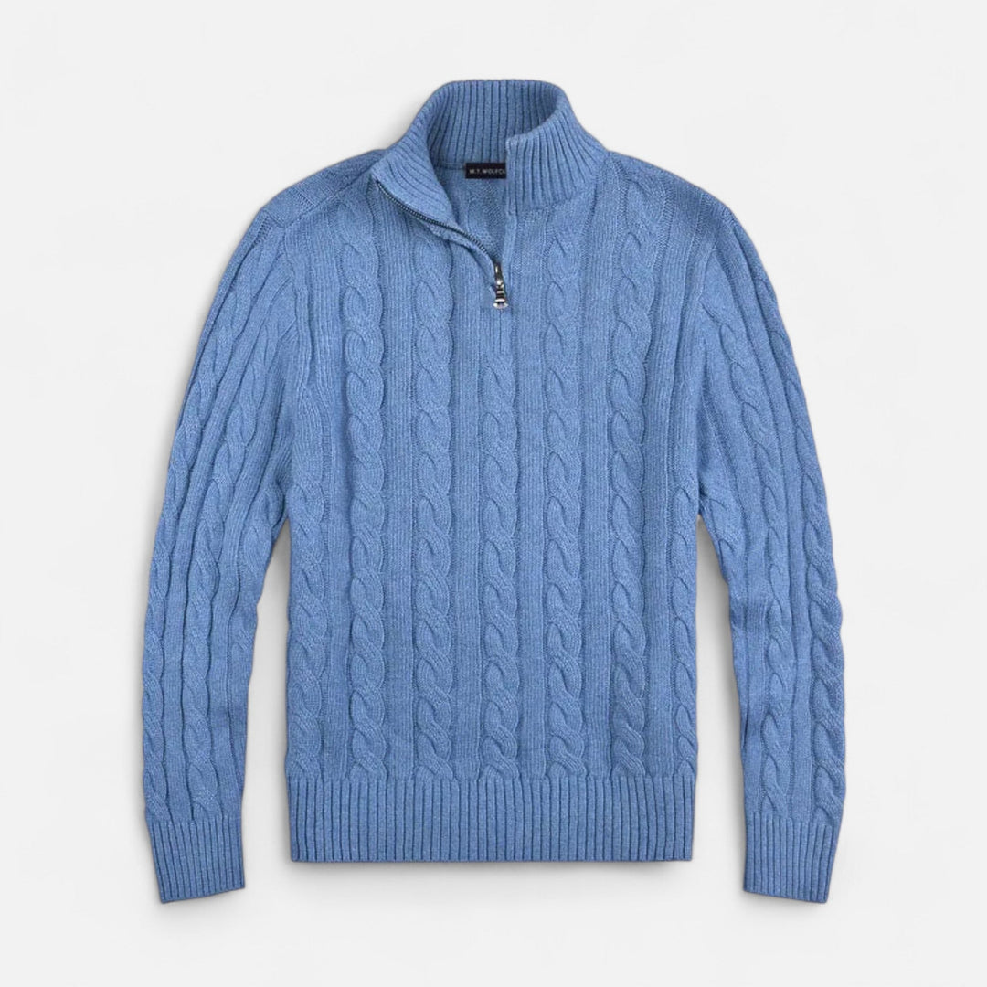 Casual men's open-front knit cardigan sweater, ideal for comfortable layering.