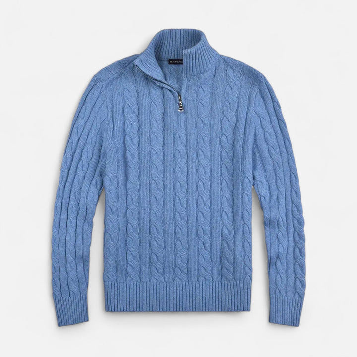 Casual men's open-front knit cardigan sweater, ideal for comfortable layering.