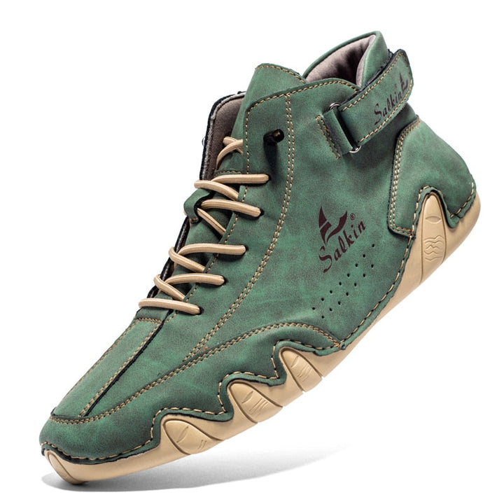 Side view of men's stylish orthopedic shoes, designed for all-day comfort and stability.