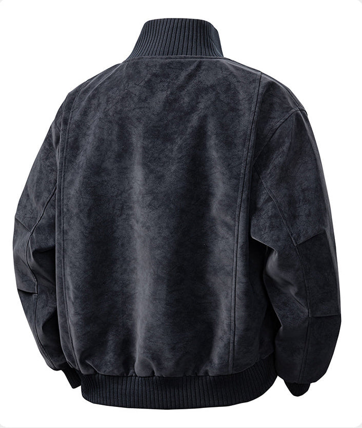 Modern men's oversized bomber jacket, delivering comfort and style for urban streetwear.