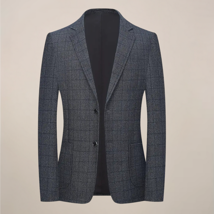 Men's stylish plaid blazer, tailored check jacket for formal or casual occasions. Perfect for spring/autumn fashion.