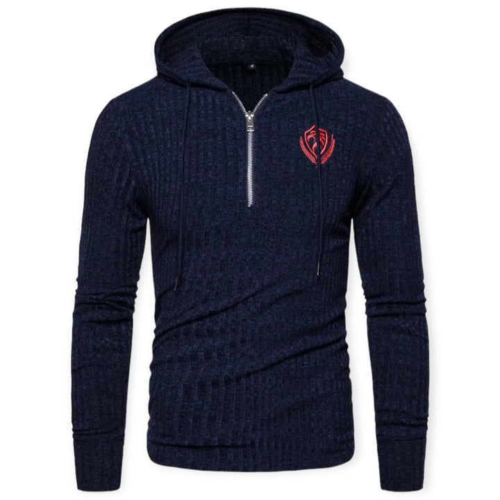 Men's stylish printed sweater, UrbanWild graphic, crew neck, long sleeve, comfortable casual wear.