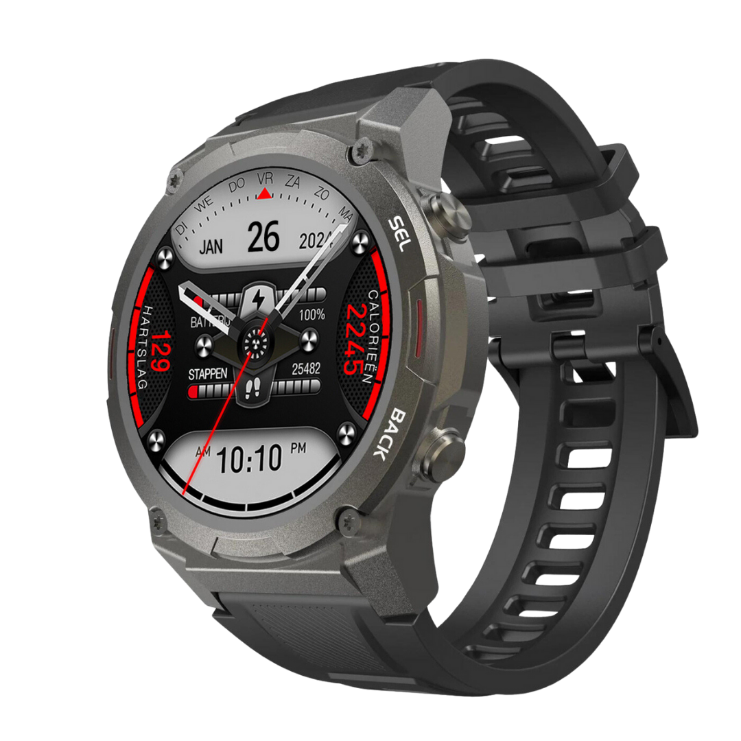 Men's Stylish Pulse XR Smartwatch with black silicone strap, ideal for daily wear & active lifestyles.