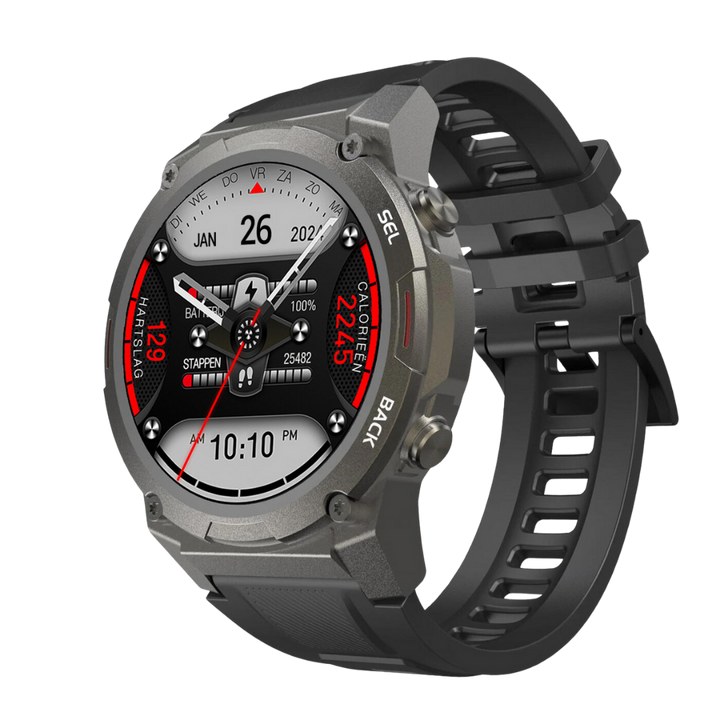 Men's Stylish Pulse XR Smartwatch with black silicone strap, ideal for daily wear & active lifestyles.