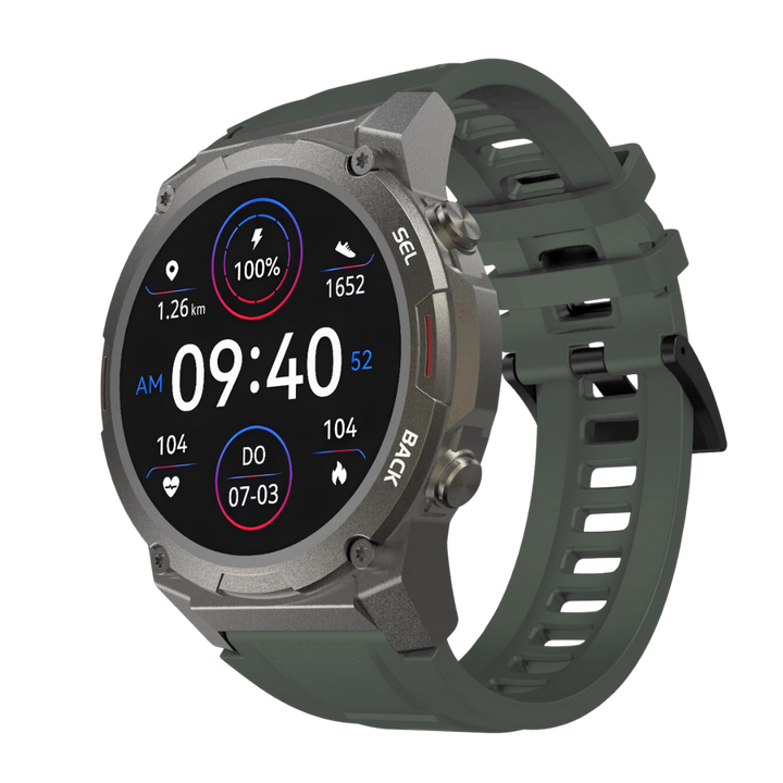 Pulse XR men's waterproof fitness tracker, monitoring health & activities with a sleek digital display.