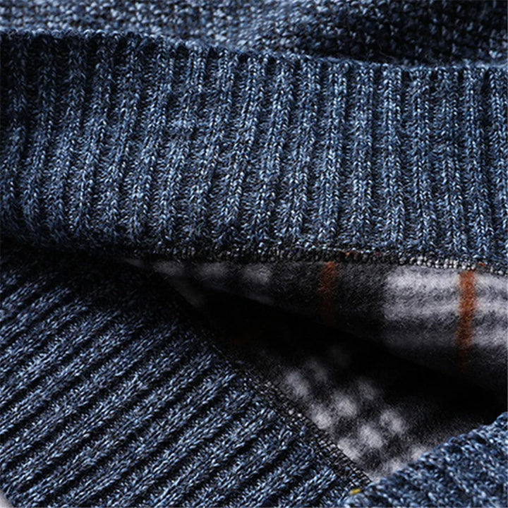 Men's fashion quarter-zip turtleneck sweater for elegant layering, a smart casual winter essential.