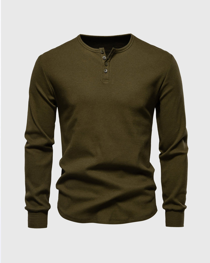 Athletic style men's ribbed henley shirt, ideal for everyday wear & comfortable fit.