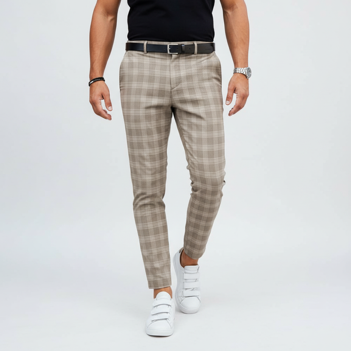Smart casual men's cotton blend chino trousers with stripes