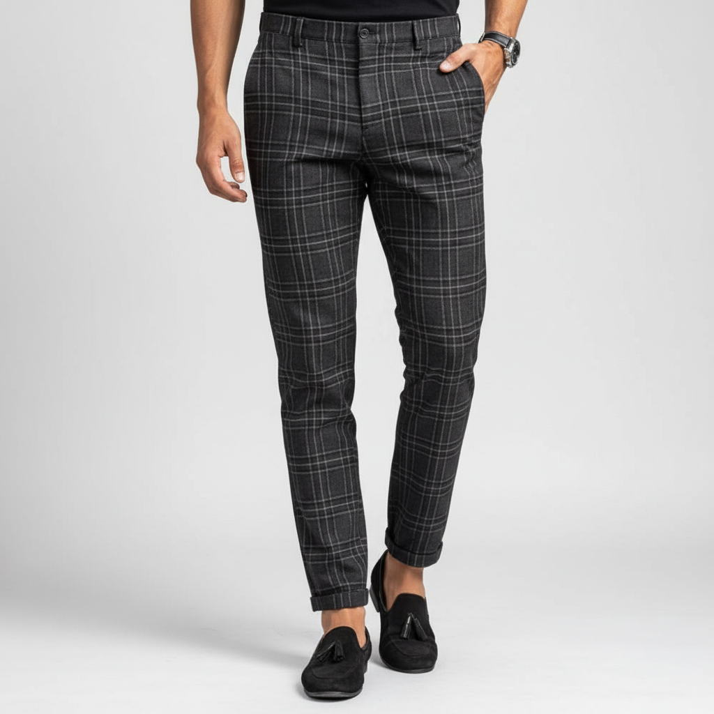 Versatile men's striped chino trousers, perfect for smart casual outfits