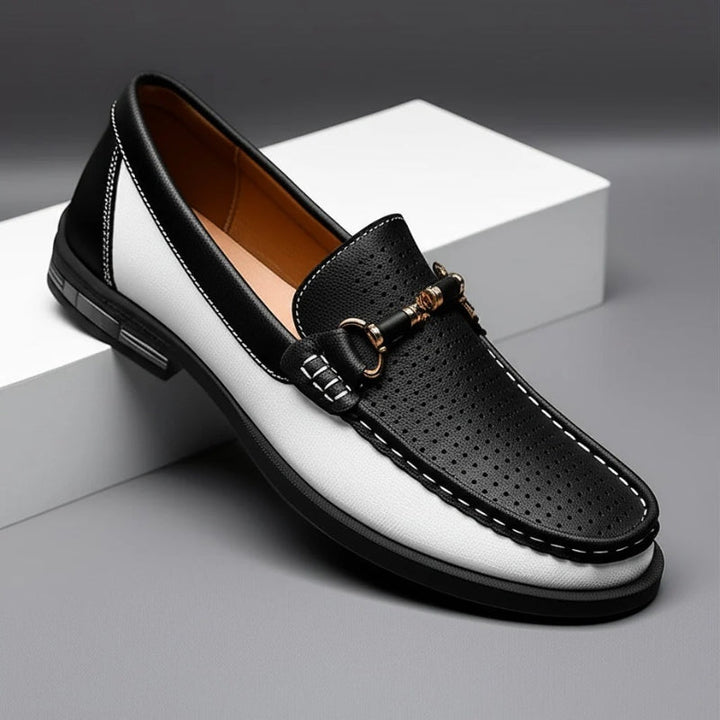 Black men's comfortable slip-on loafers, ideal for office wear, daily use, and casual fashion.