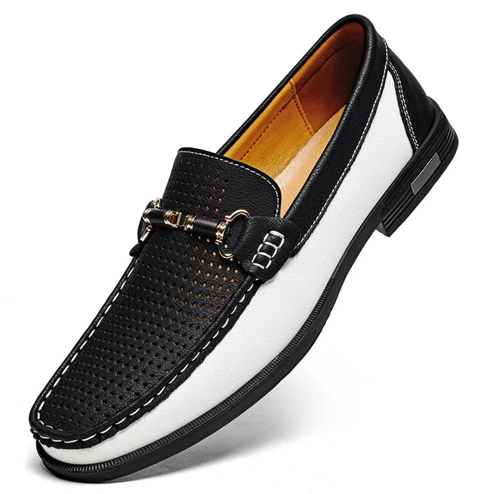 Black men's fashion slip-on loafers, providing all-day comfort for daily and office wear.