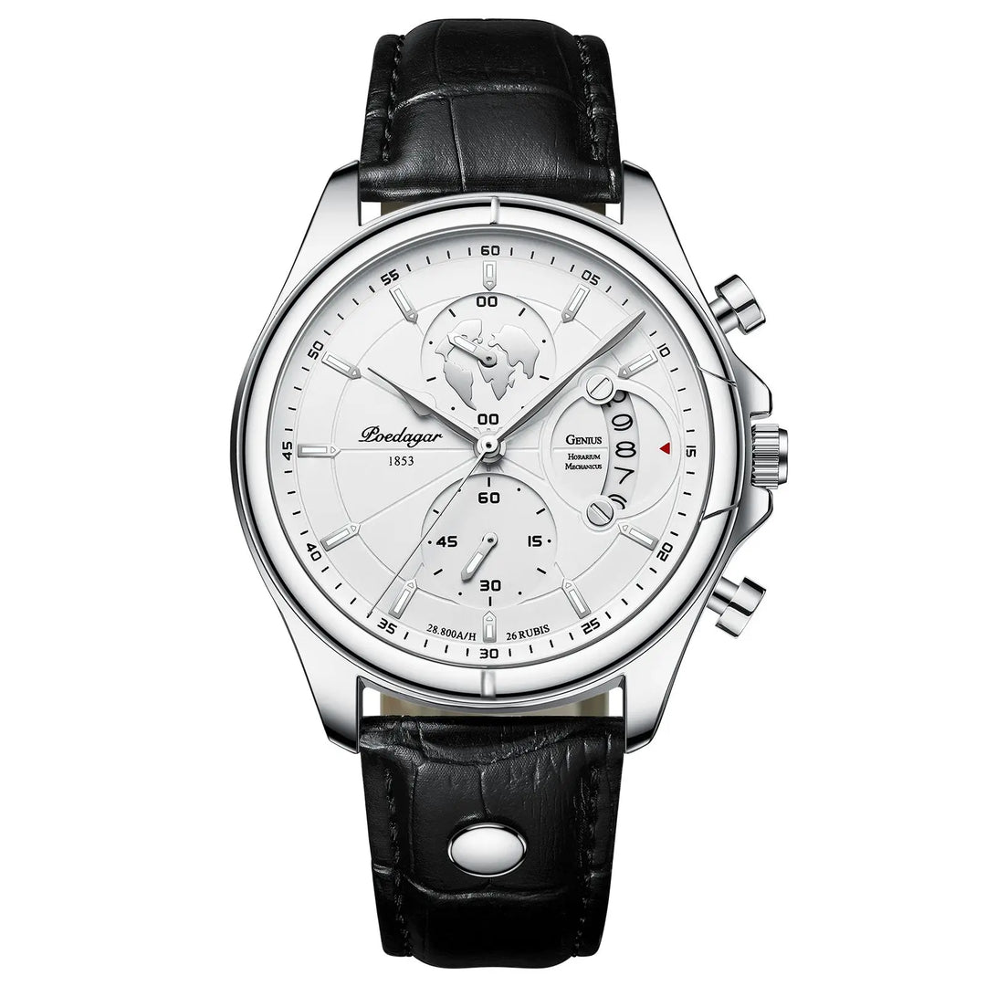 Premium men's stainless steel watch, durable and water-resistant, classic three-dial design.