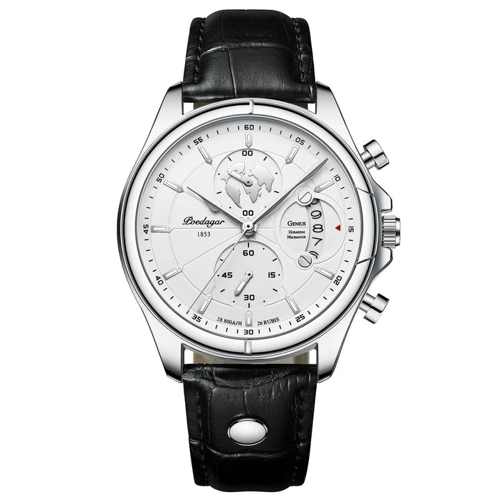 Premium men's stainless steel watch, durable and water-resistant, classic three-dial design.