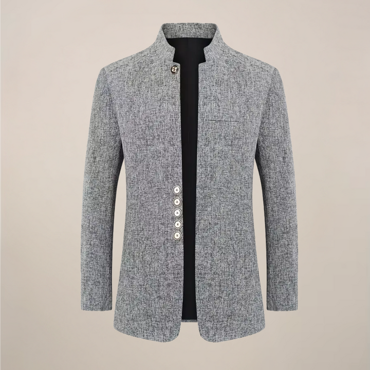 Men's stylish stand collar, single-breasted jacket. Perfect tailored fit for smart casual & business wear.