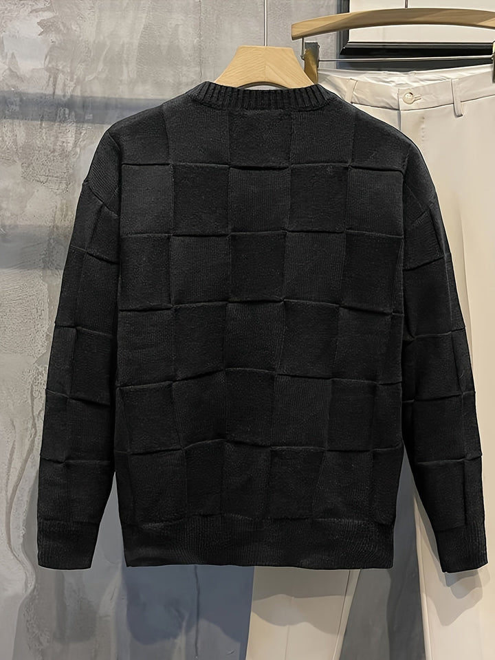 Versatile men's stretch crew neck pullover sweater. Essential for fall/winter fashion and everyday stylish apparel.