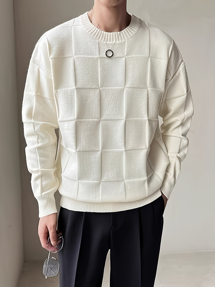 Men's stylish stretch crew neck pullover, perfect for casual outings, cozy wear, or a smart layered look.