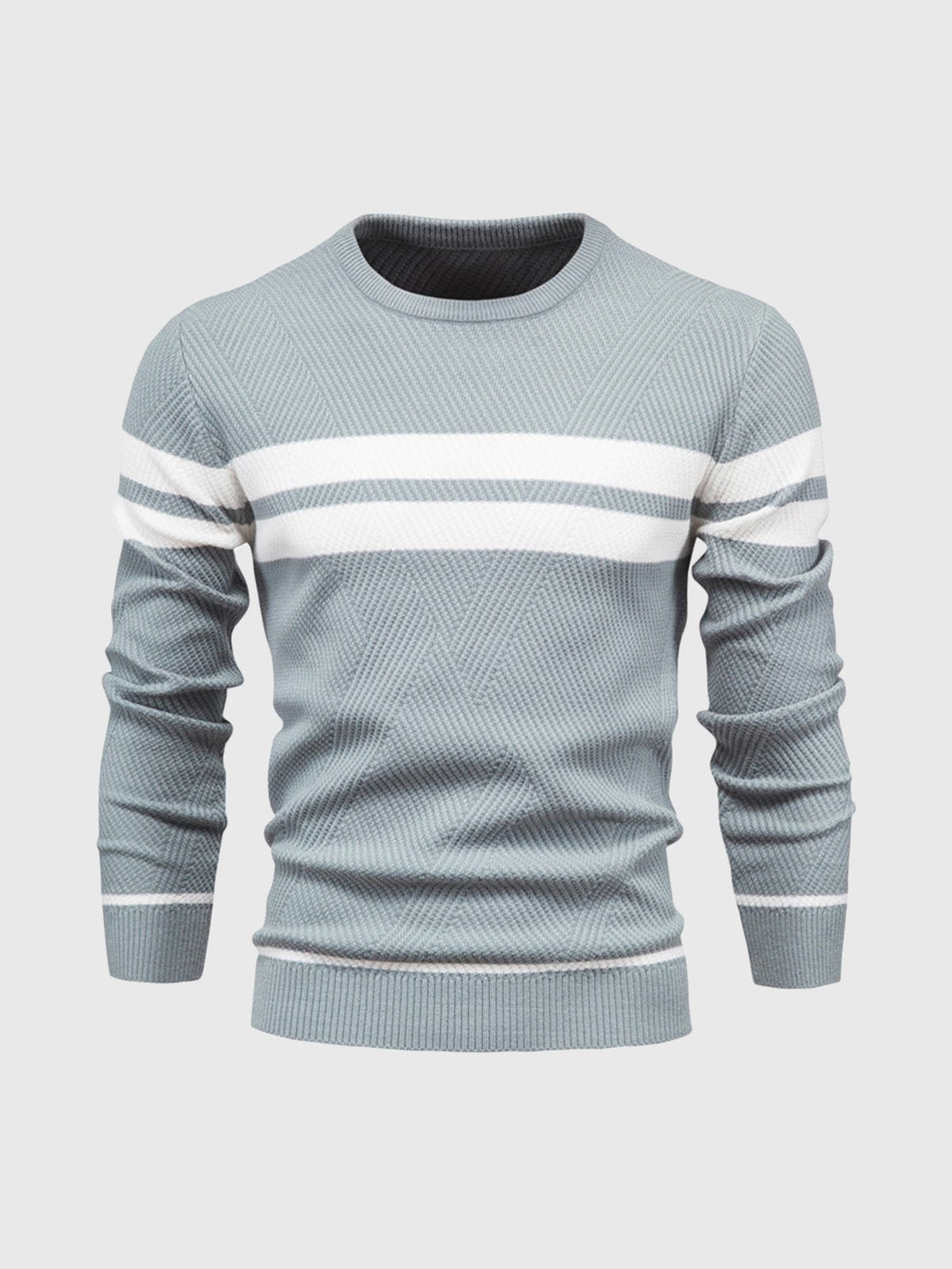 Men's fashion striped crewneck sweater, a long-sleeve top perfect for fall, winter, and casual looks.