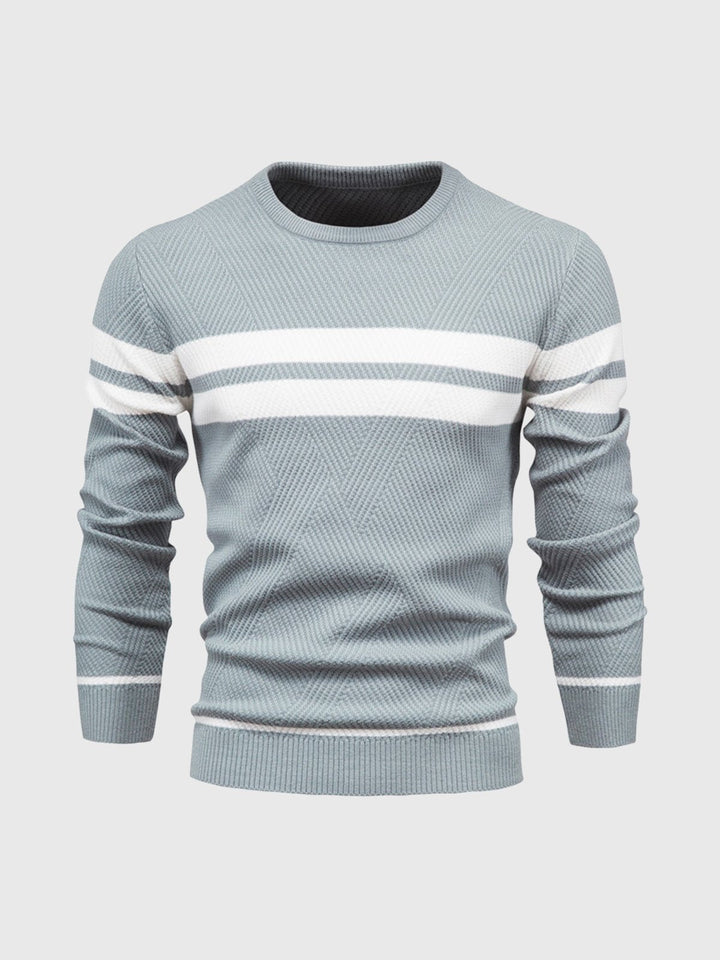 Men's fashion striped crewneck sweater, a long-sleeve top perfect for fall, winter, and casual looks.