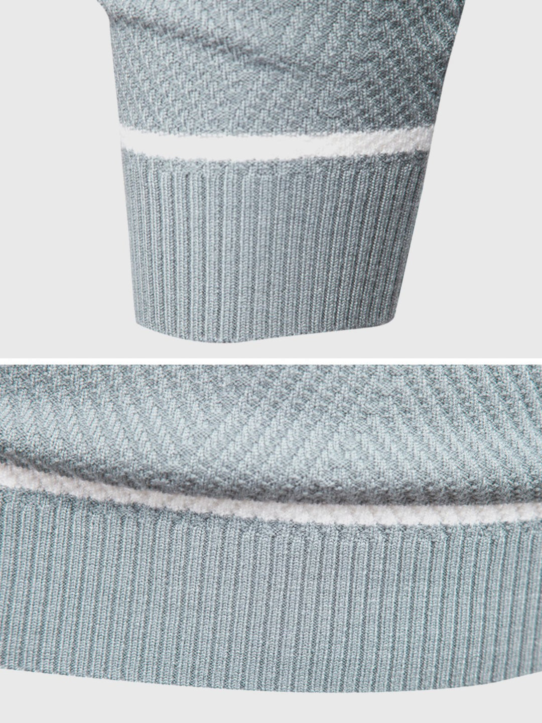 Comfortable men's long-sleeve crewneck sweater with classic stripes, ideal for fall & winter fashion.