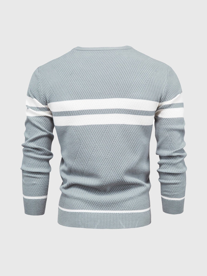 Casual men's striped crewneck sweater, a cozy long-sleeve top designed for all-day comfort.