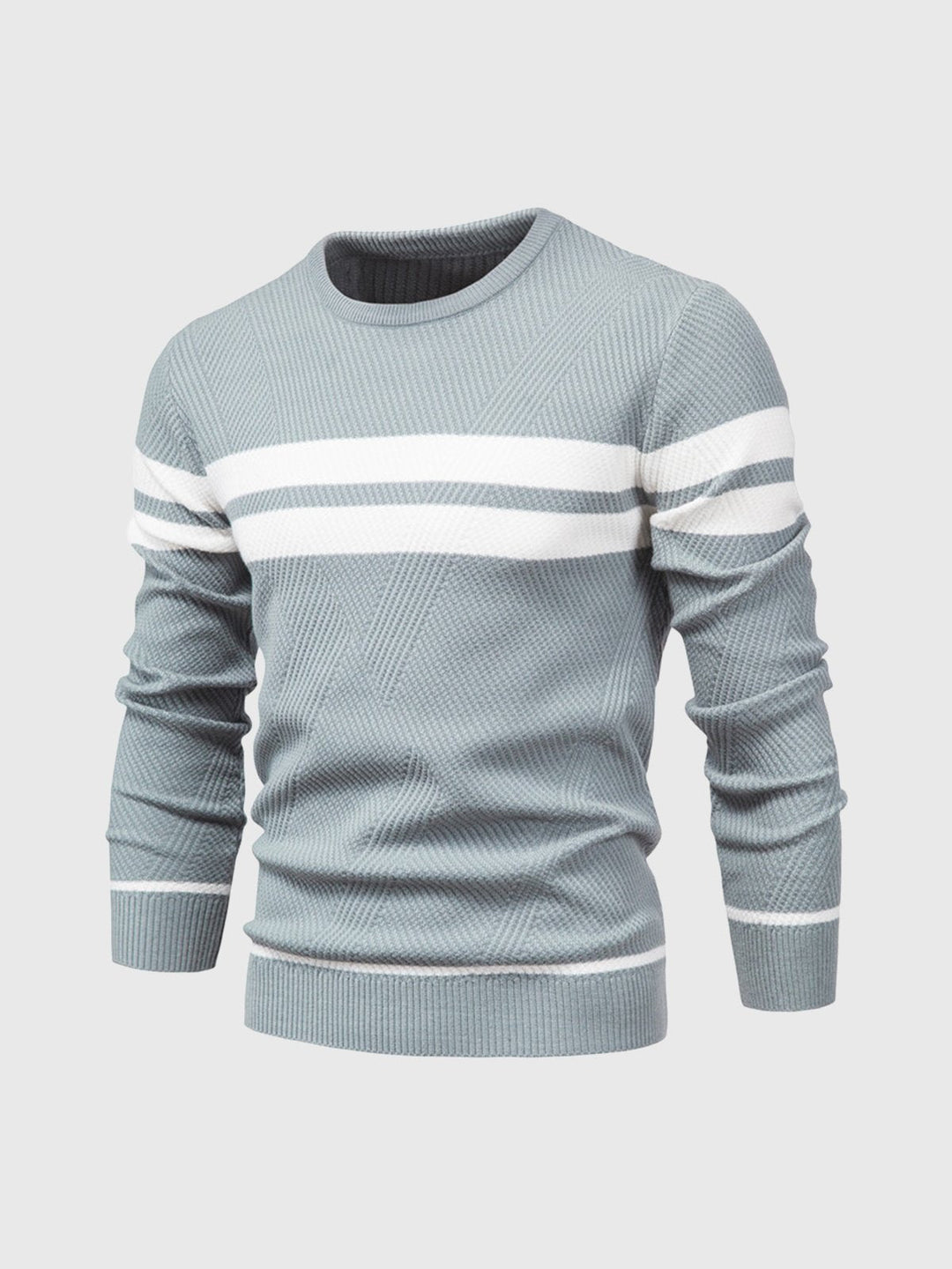 Versatile men's striped crewneck sweater, great for smart casual outfits and relaxed daily wear.