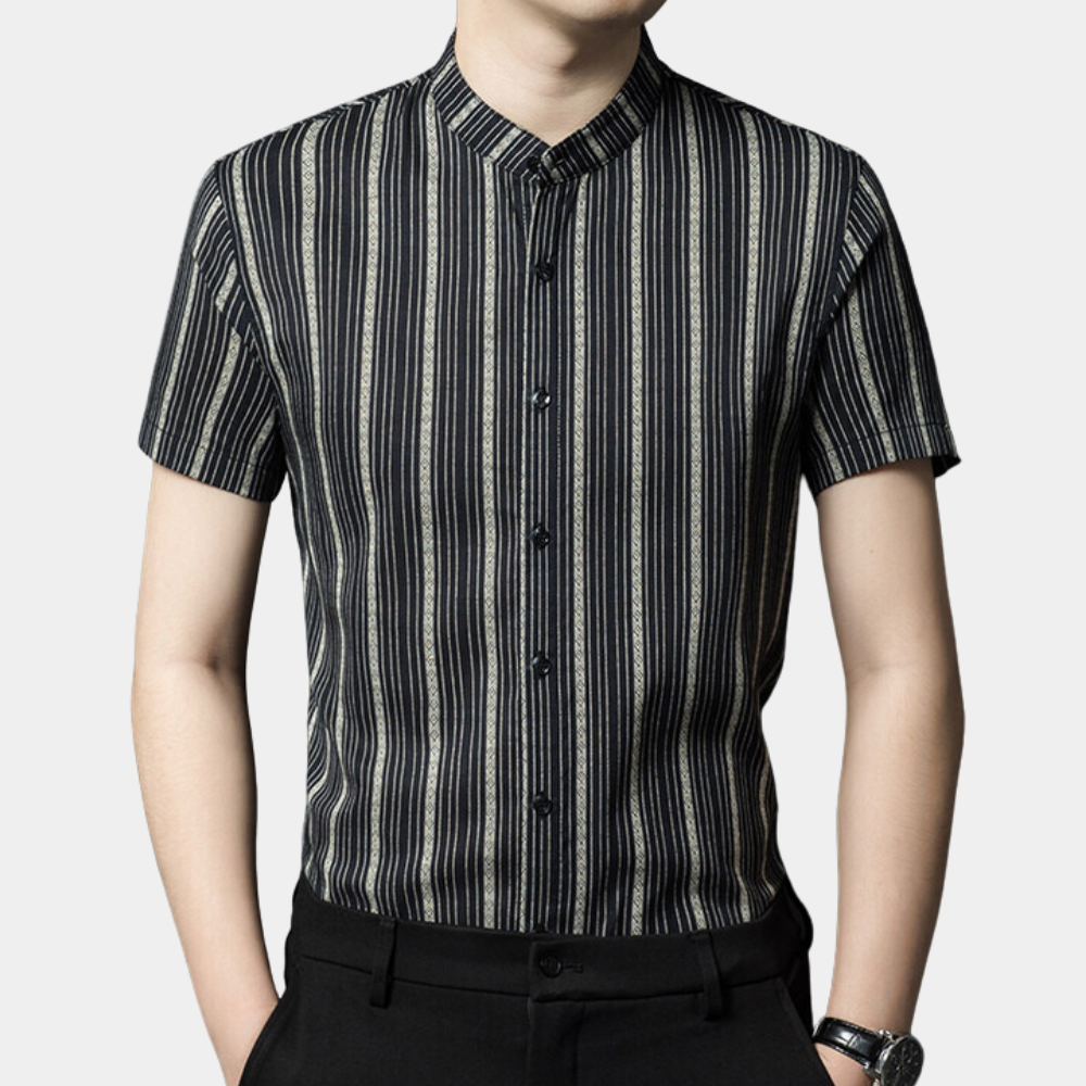 Men's stylish striped summer shirt, a versatile button-down top for casual everyday fashion.