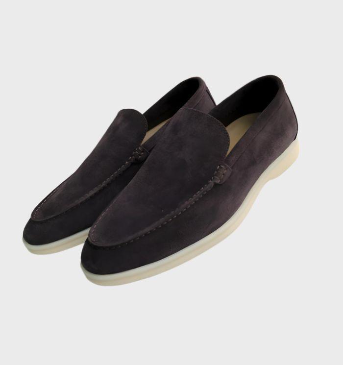 Stylish men's suede loafers, Milo. Versatile slip-on shoes for both casual & formal outfits.