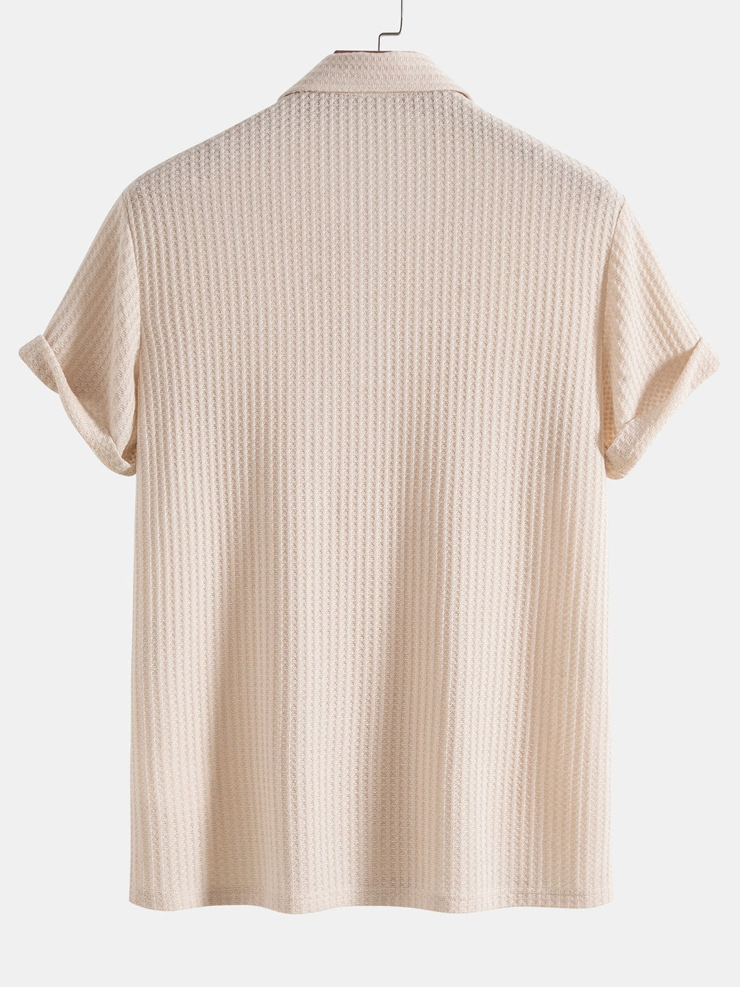 Men's classic textured polo shirt with short sleeves, buttons, and collar for a modern look.