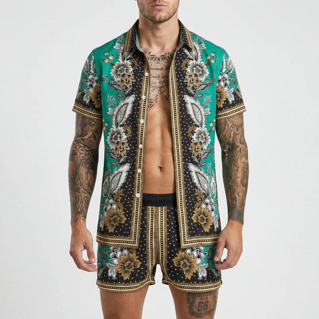 Comfortable men's printed shorts from the Jamal summer set, versatile for casual and vacation outfits.