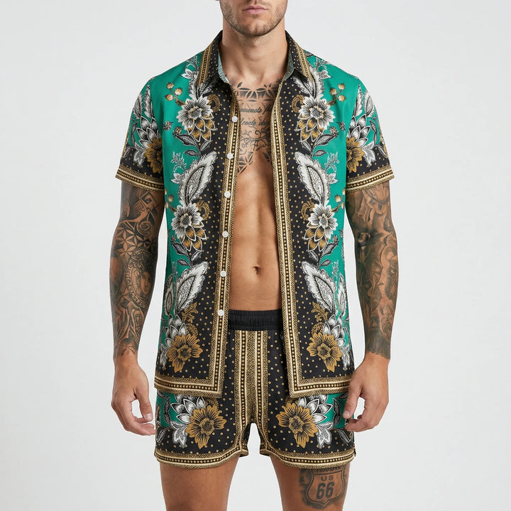 Comfortable men's printed shorts from the Jamal summer set, versatile for casual and vacation outfits.