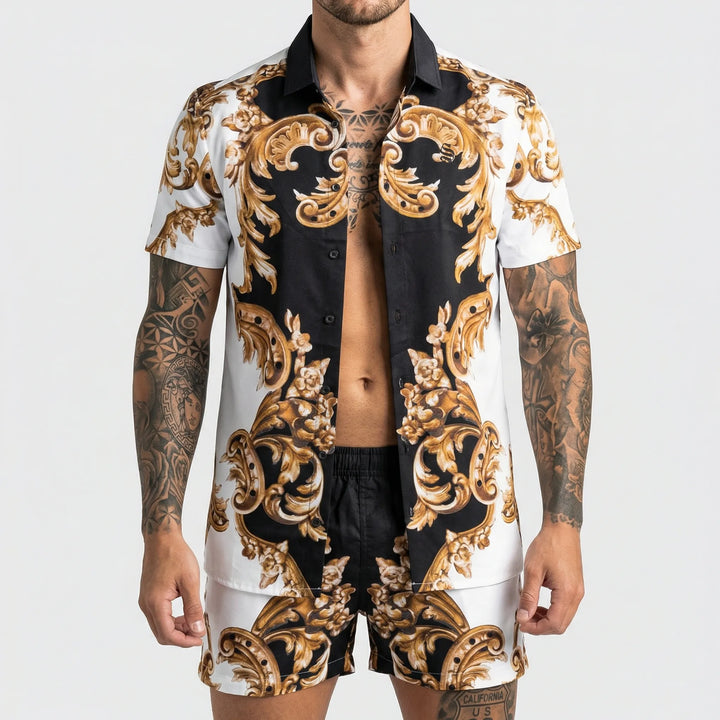 Men's printed shorts from the two-piece Jamal set, ideal for stylish summer and vacation outfits.